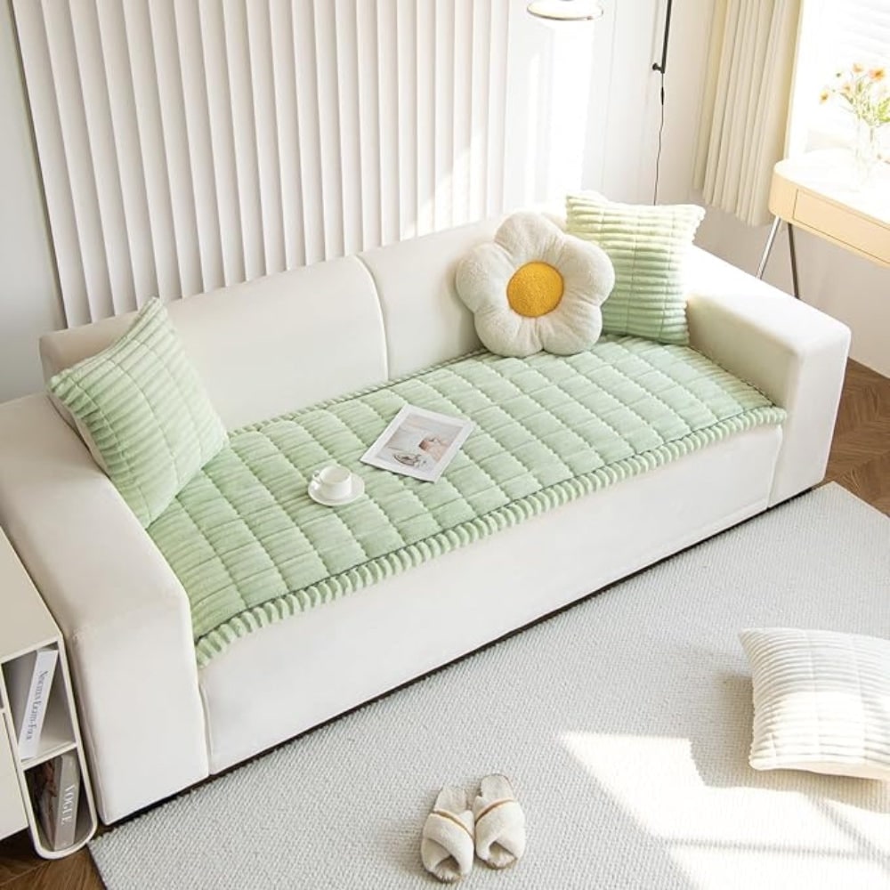 Sofa Cover Couch Cover Plush Pleated Edge Stretch Slipcover - Image 9