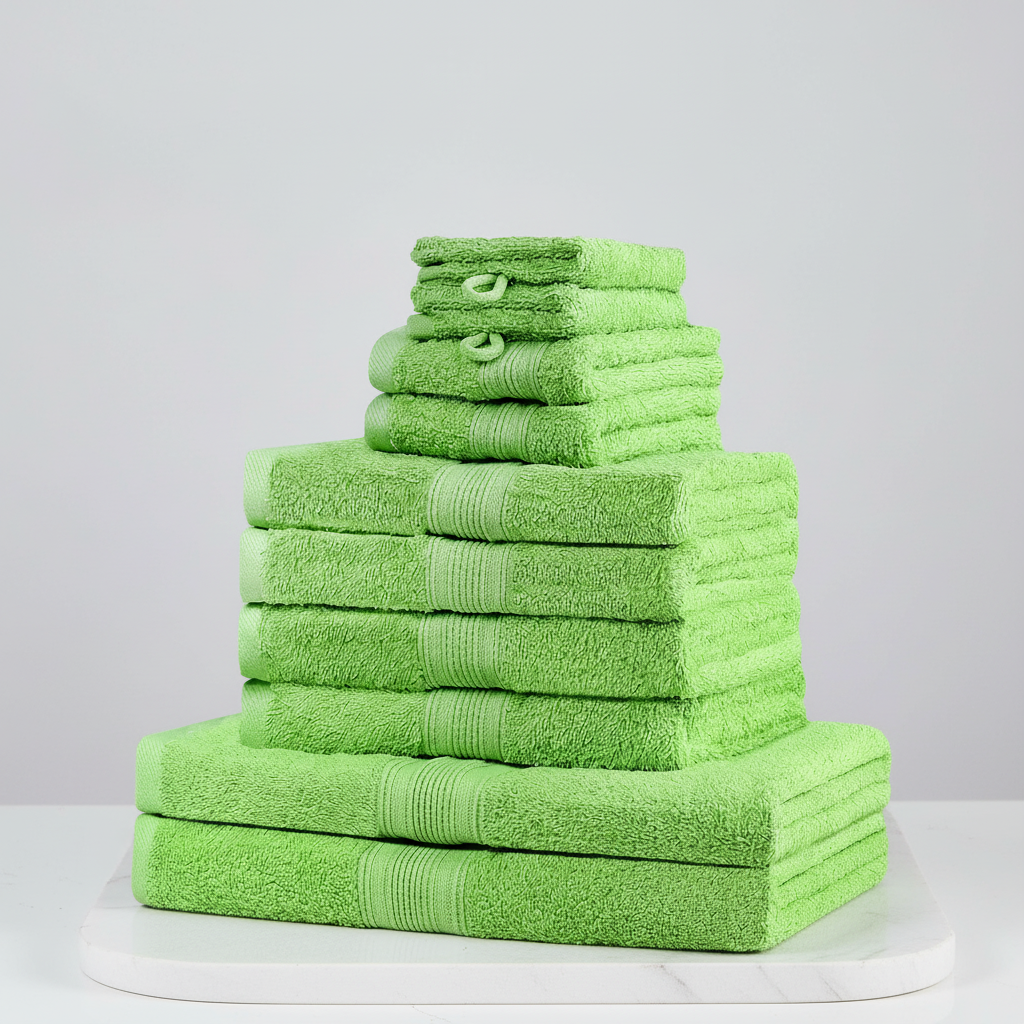 Soft Green Cotton Towel Set 10-Piece Bathroom Essentials Bundle - Image 2