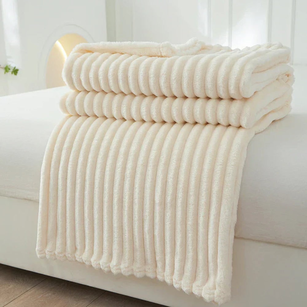 Soft Throw Blanket Cozy Striped Reversible Large Home - Image 11