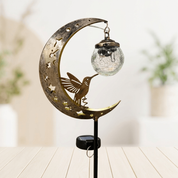 Solar Garden Stake Light Hummingbird and Moon Design - Image 1