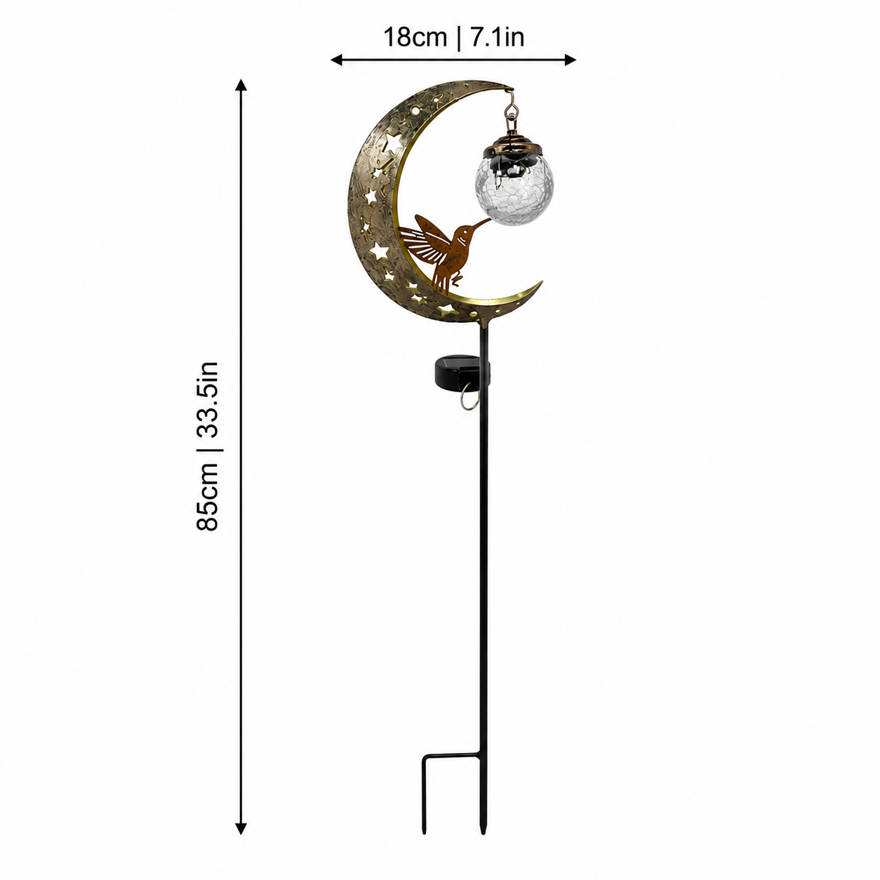 Solar Garden Stake Light Hummingbird and Moon Design - Image 2