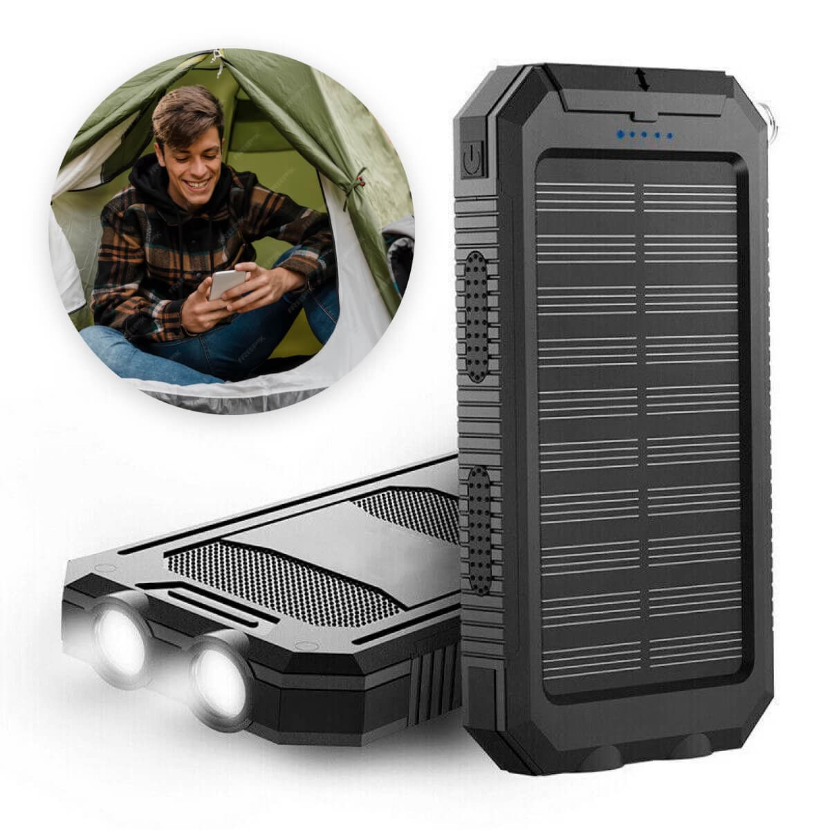 Solar Power Bank 20000mah Dual USB Charger Travel - Image 4