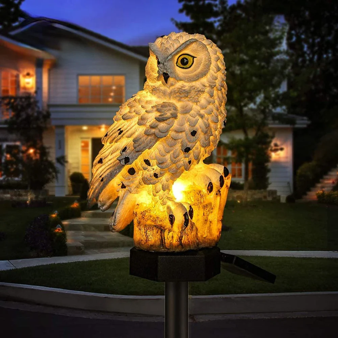 Solar Powered Garden Light Owl Design Outdoor Decor - Image 1