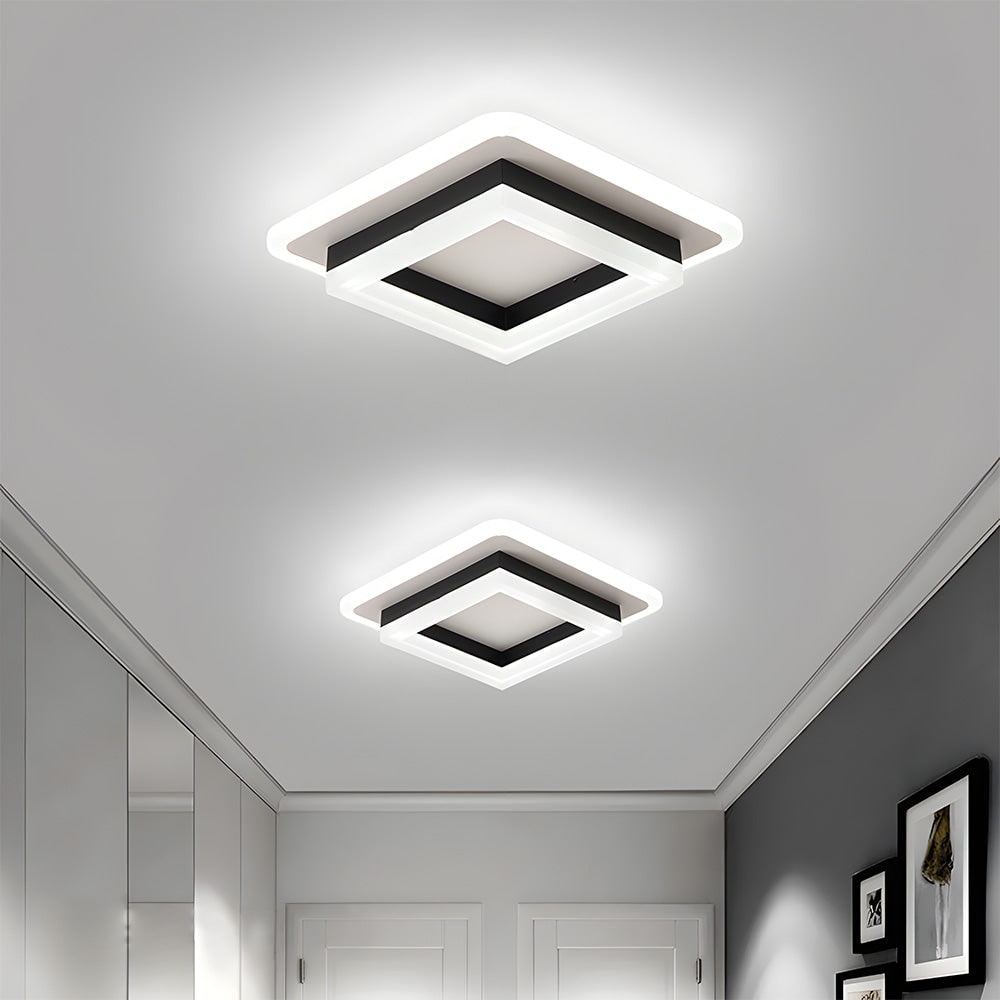Square LED Ceiling Fixture Hallway Modern Design Trim - Image 1