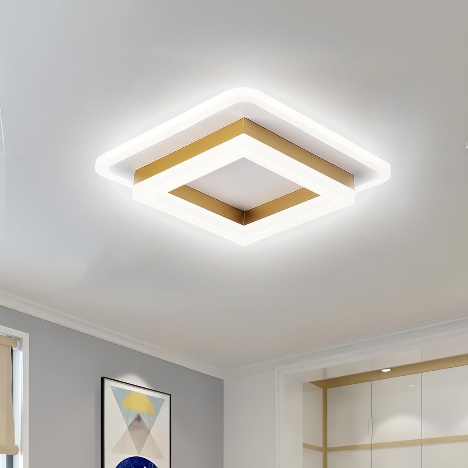 Square LED Ceiling Fixture Hallway Modern Design Trim - Image 14
