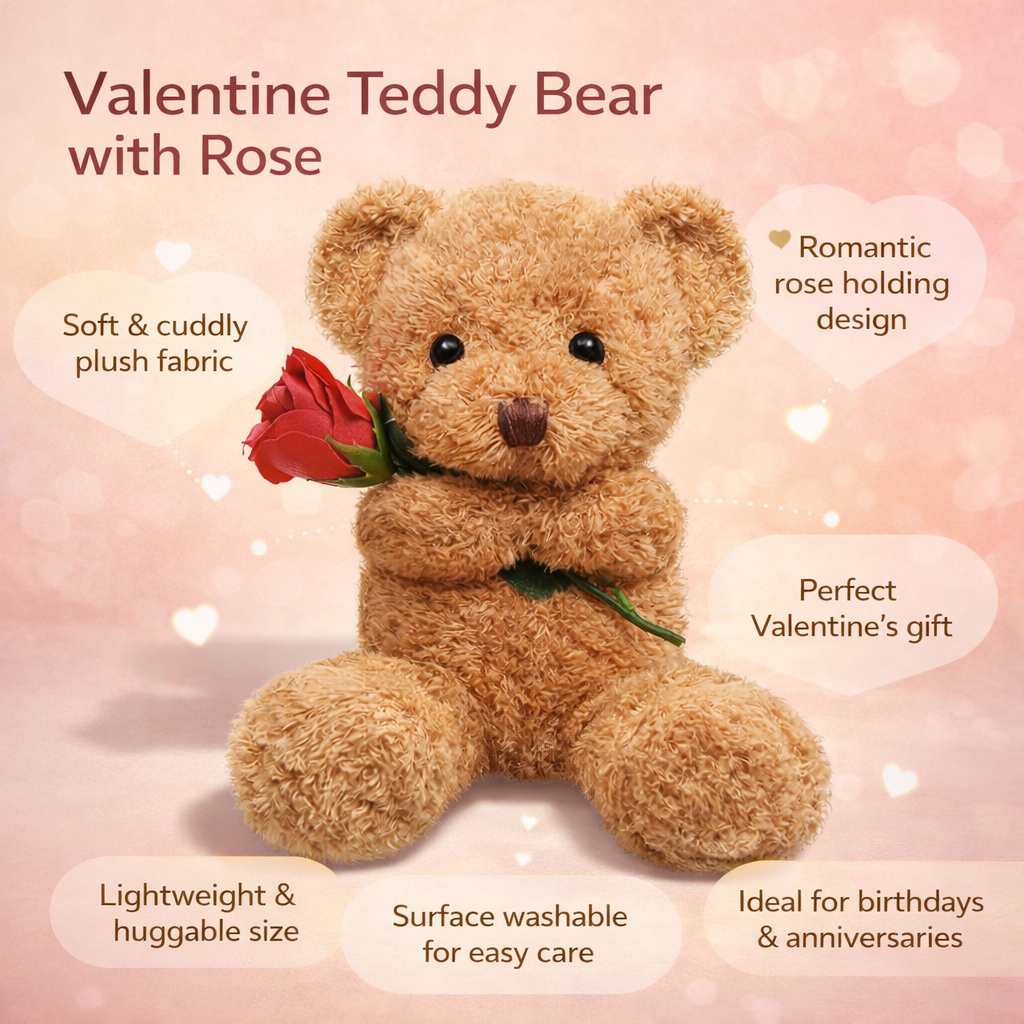 Stuffed Animal Plush Teddy Bear Cute Gift Rose Valentine - Image 3