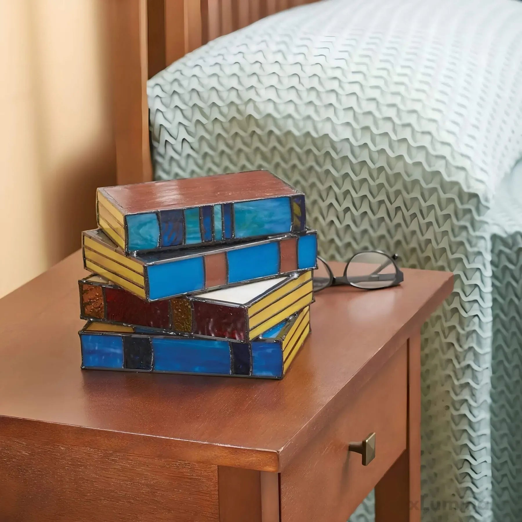 Table Lamp Stained Glass Lamp Book Stack Design Artistic Lamp - Image 2