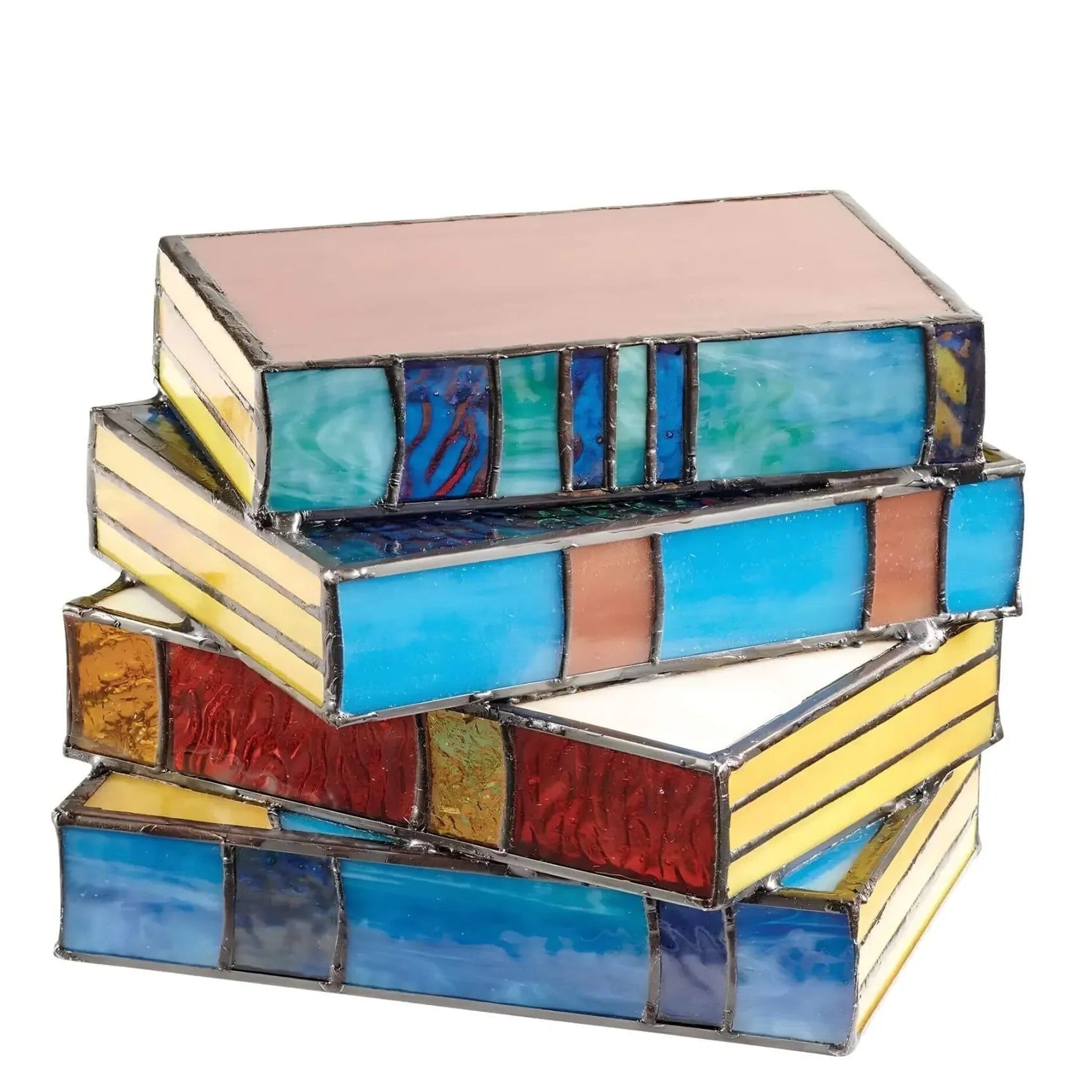 Table Lamp Stained Glass Lamp Book Stack Design Artistic Lamp - Image 3