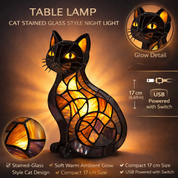 Table Lamp Stained Glass Lamp Decorative Cat Design - Image 4