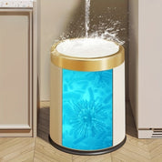 Trash Can Round Design Press Drop Lid Waste Bin - Image 12