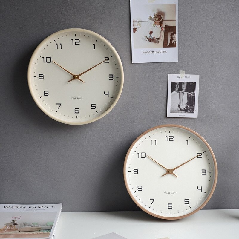 Wall Clock Wood Scandinavian Minimalist Silent Analog Clock - Image 1