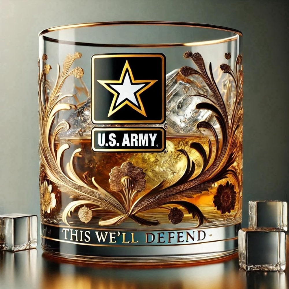 Whiskey Glass Set Engraved Military Tribute Design - Image 4