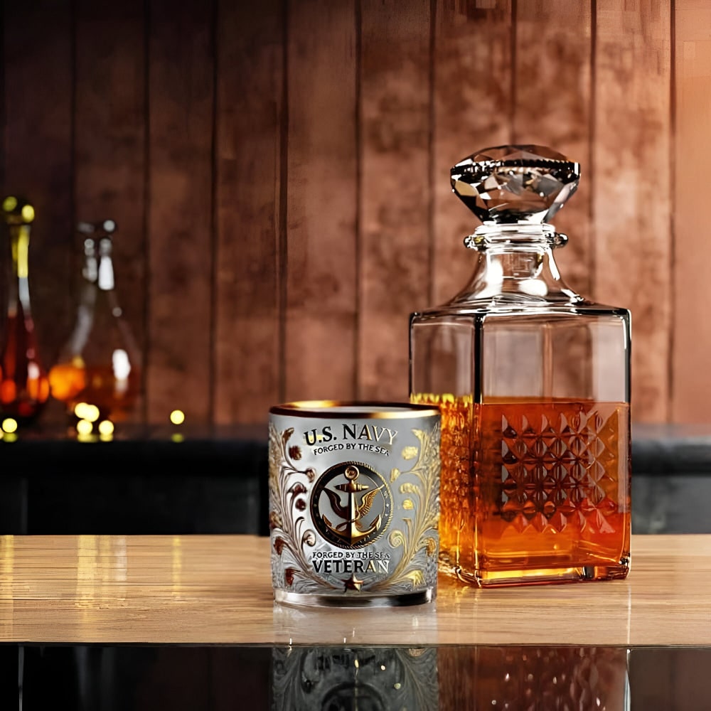 Whiskey Glass Set Engraved Military Tribute Design - Image 8