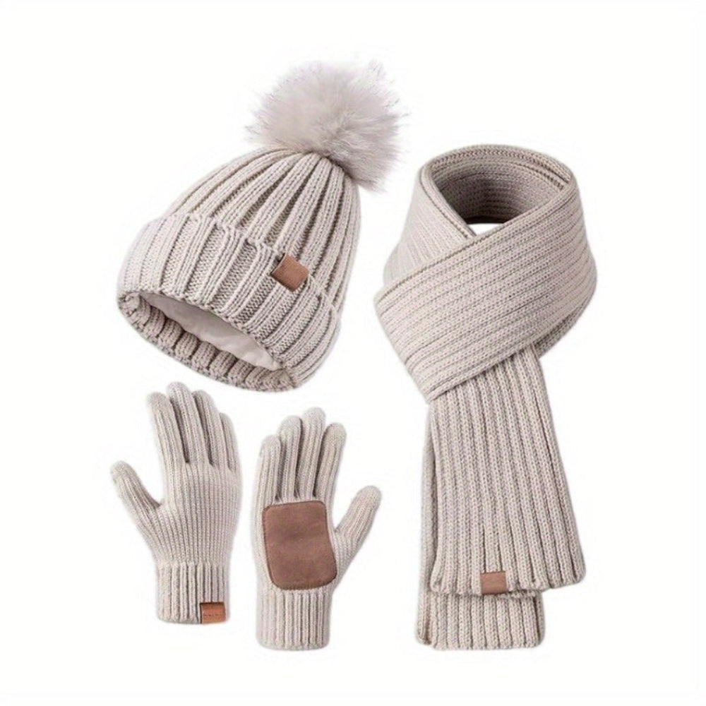 Winter Hat Winter Scarf Accessory Set Touchscreen Gloves - Image 1