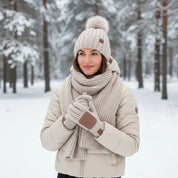Winter Hat Winter Scarf Accessory Set Touchscreen Gloves