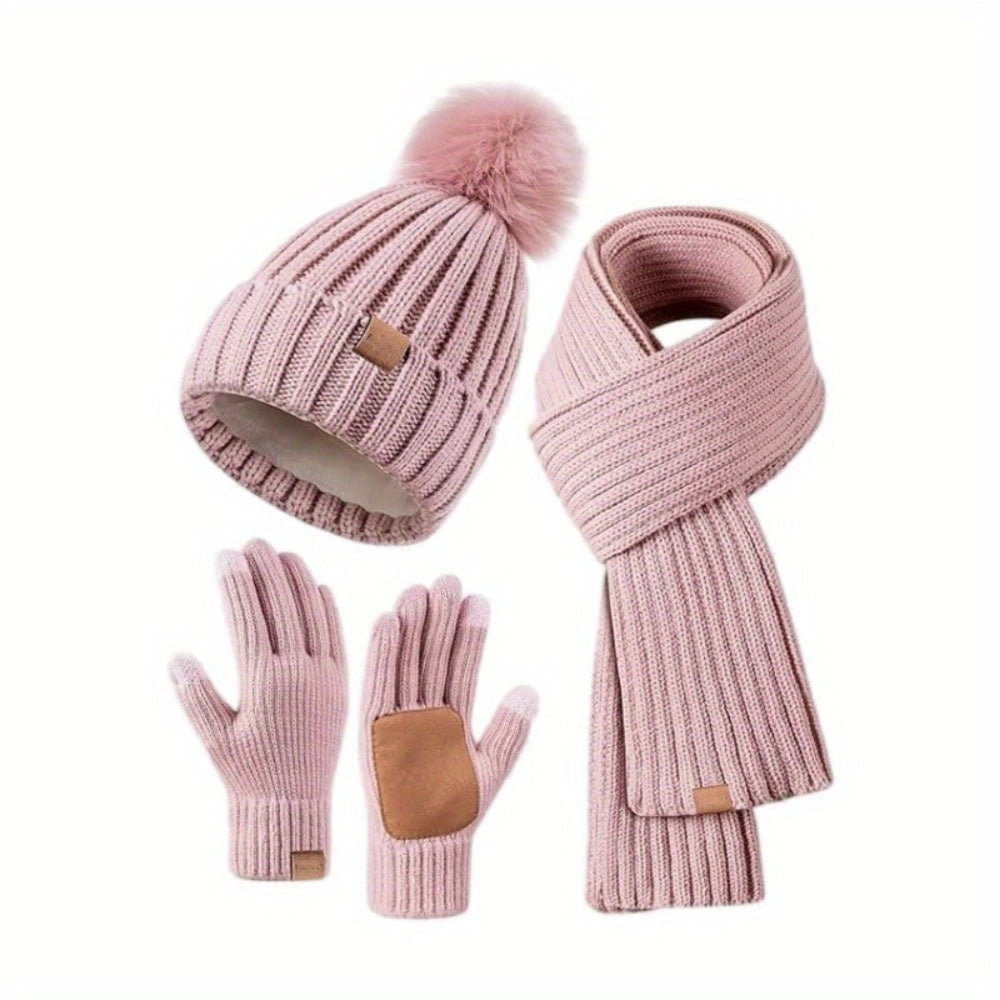 Winter Hat Winter Scarf Accessory Set Touchscreen Gloves - Image 3