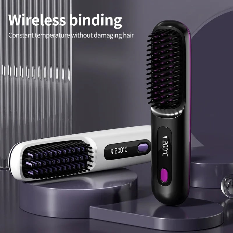 Wireless Hair Straightener USB Charging & Lcd Display Ceramic - Image 1