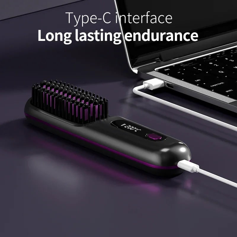 Wireless Hair Straightener USB Charging & Lcd Display Ceramic - Image 2