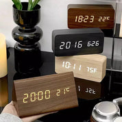 Wood Alarm Clock LED Display and Voice Control Functionality - Image 1