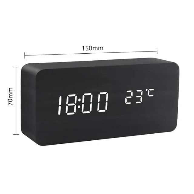 Wood Alarm Clock LED Display and Voice Control Functionality - Image 10