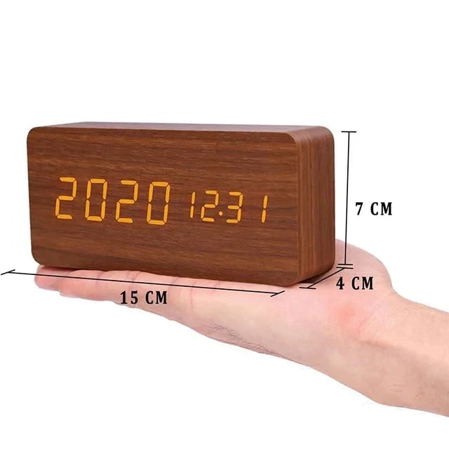 Wood Alarm Clock LED Display and Voice Control Functionality - Image 11