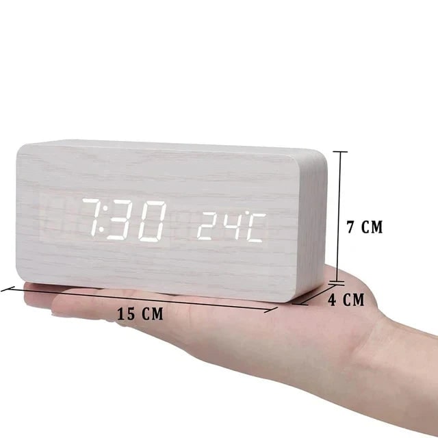 Wood Alarm Clock LED Display and Voice Control Functionality - Image 12