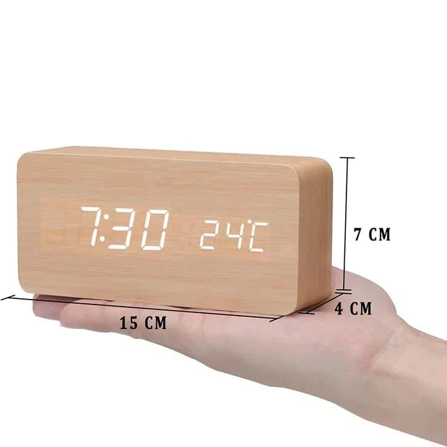 Wood Alarm Clock LED Display and Voice Control Functionality - Image 13