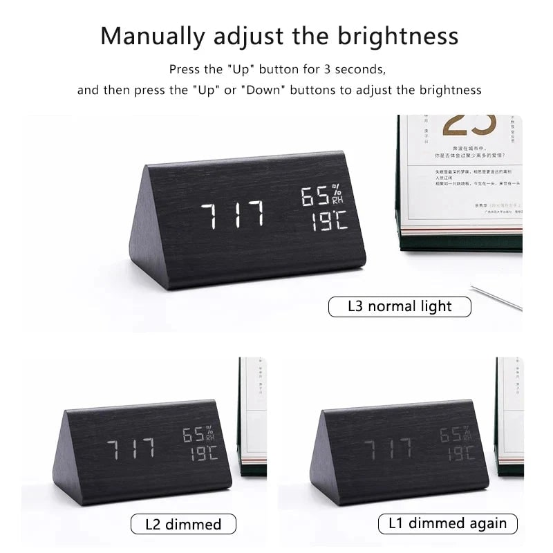 Wood Alarm Clock LED Display and Voice Control Functionality - Image 14