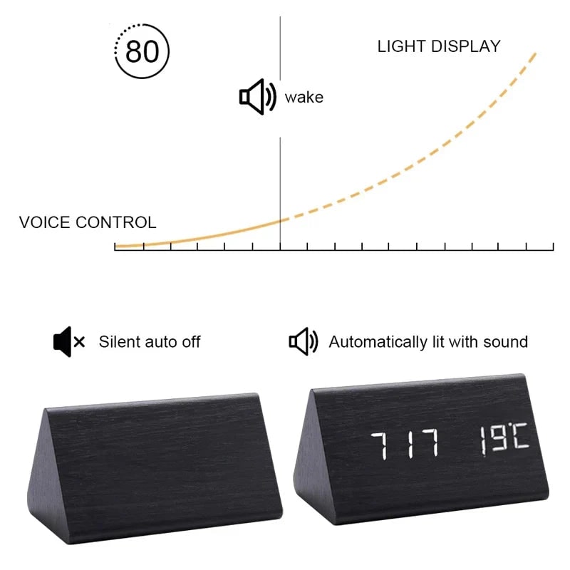 Wood Alarm Clock LED Display and Voice Control Functionality - Image 15