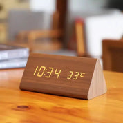 Wood Alarm Clock LED Display and Voice Control Functionality - Image 3