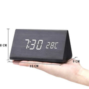 Wood Alarm Clock LED Display and Voice Control Functionality - Image 4