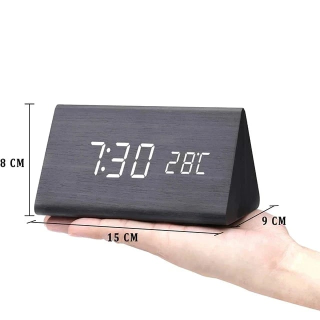 Wood Alarm Clock LED Display and Voice Control Functionality - Image 4