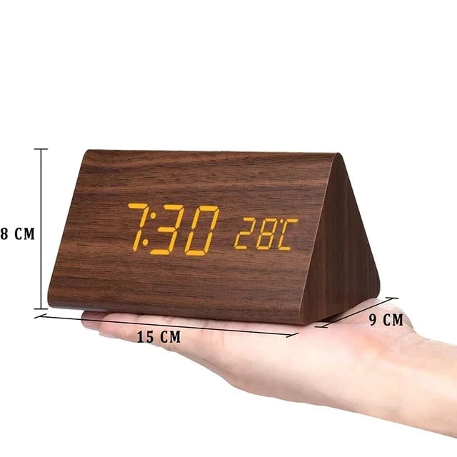 Wood Alarm Clock LED Display and Voice Control Functionality - Image 5