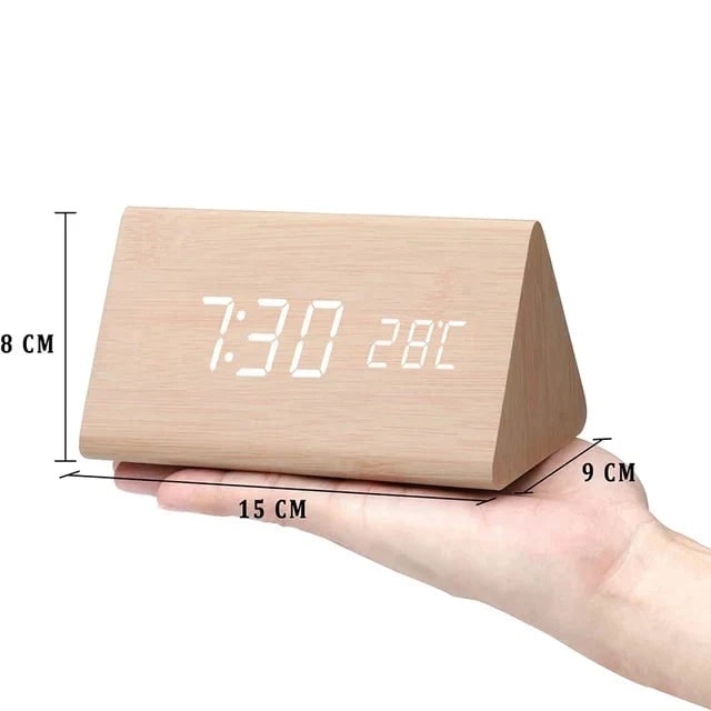 Wood Alarm Clock LED Display and Voice Control Functionality - Image 7