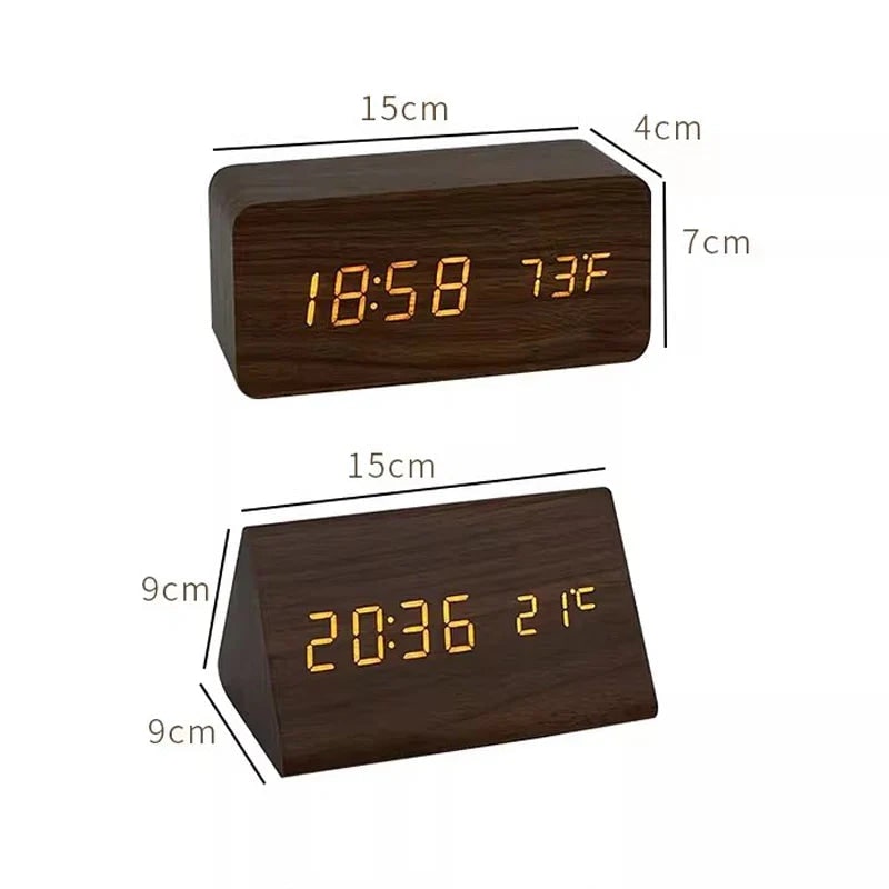 Wood Alarm Clock LED Display and Voice Control Functionality - Image 8