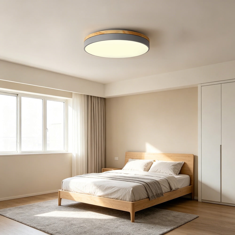Wooden Flush Ceiling Living Room Modern Round Design - Image 10