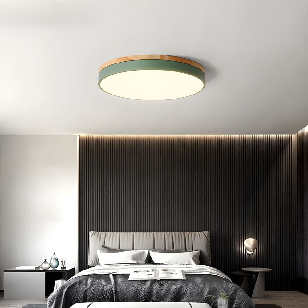 Wooden Flush Ceiling Living Room Modern Round Design - Image 19