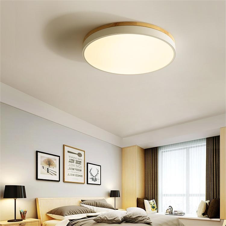 Wooden Flush Ceiling Living Room Modern Round Design - Image 2