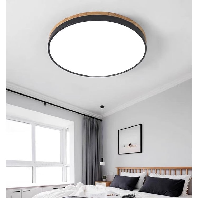 Wooden Flush Ceiling Living Room Modern Round Design - Image 21