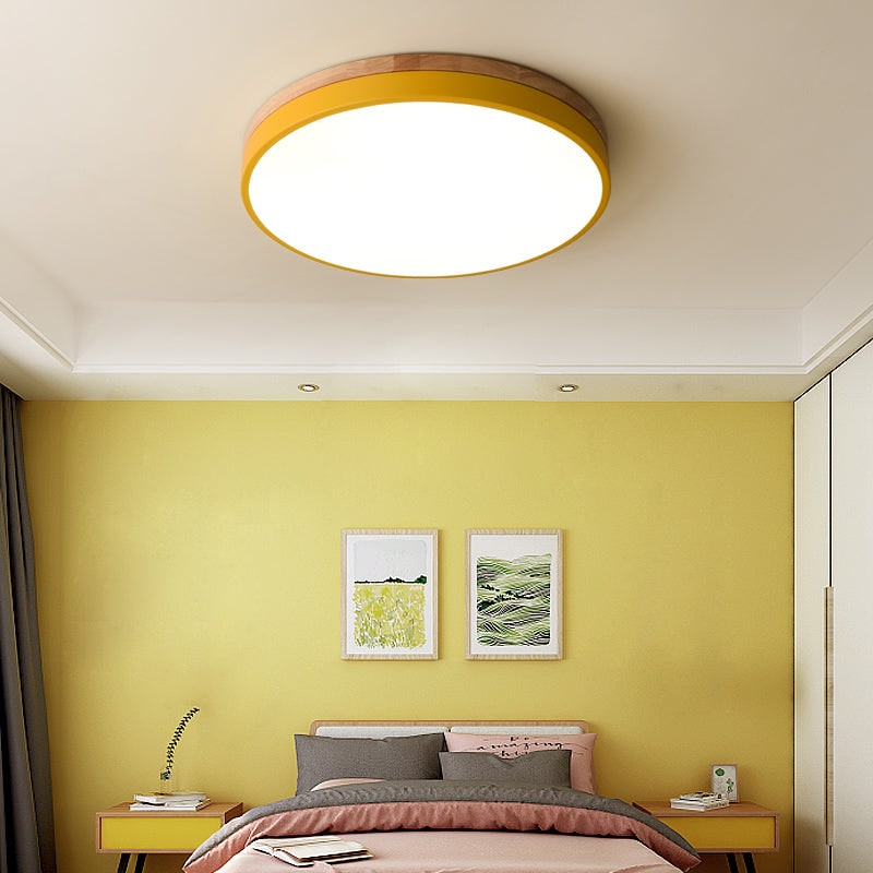 Wooden Flush Ceiling Living Room Modern Round Design - Image 24