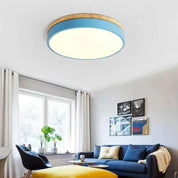 Wooden Flush Ceiling Living Room Modern Round Design - Image 28