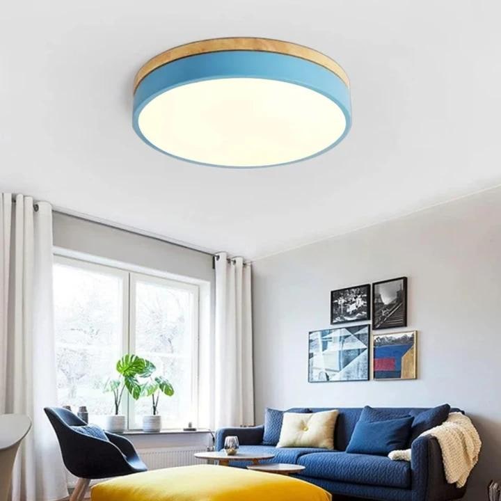 Wooden Flush Ceiling Living Room Modern Round Design - Image 28