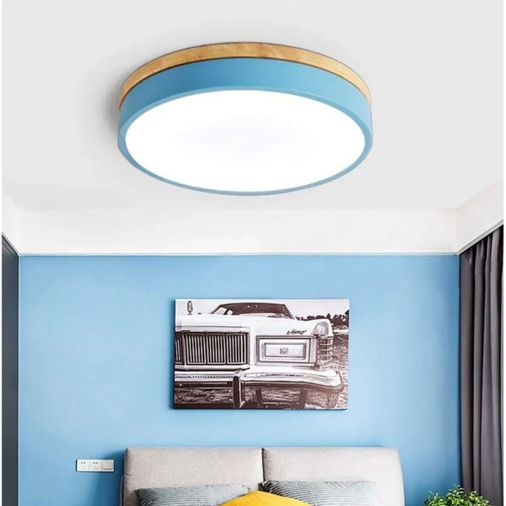 Wooden Flush Ceiling Living Room Modern Round Design - Image 29