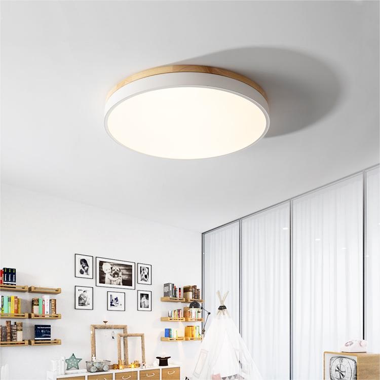 Wooden Flush Ceiling Living Room Modern Round Design - Image 3