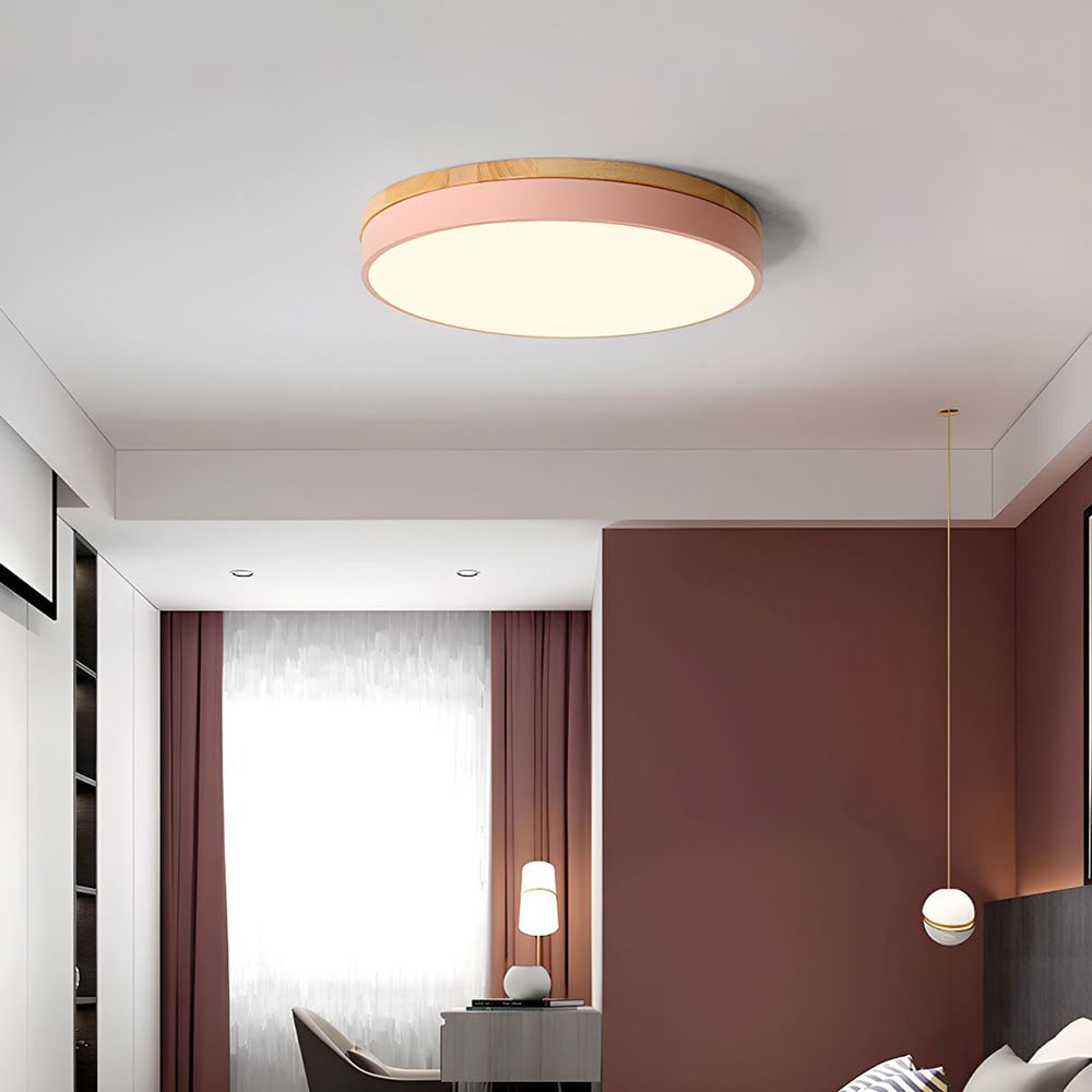 Wooden Flush Ceiling Living Room Modern Round Design - Image 30