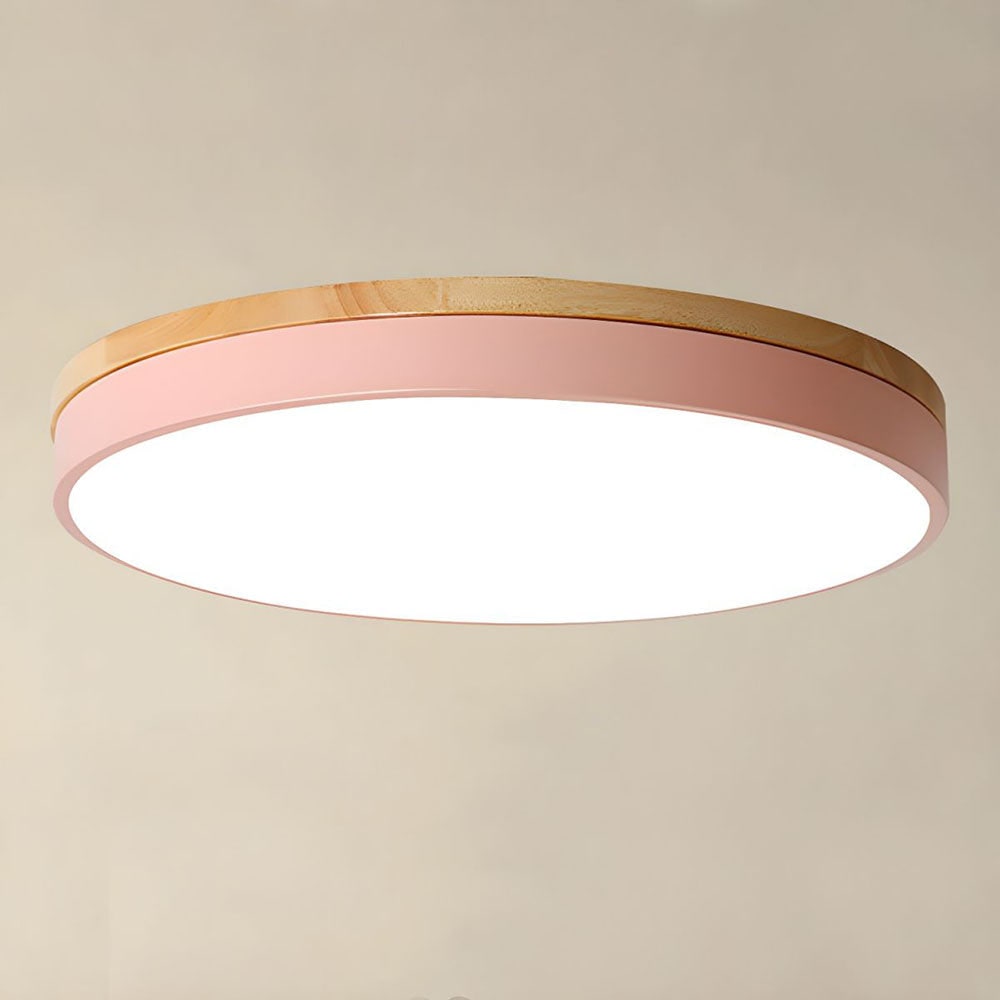 Wooden Flush Ceiling Living Room Modern Round Design - Image 31