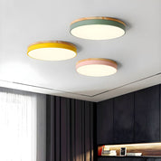 Wooden Flush Ceiling Living Room Modern Round Design - Image 33