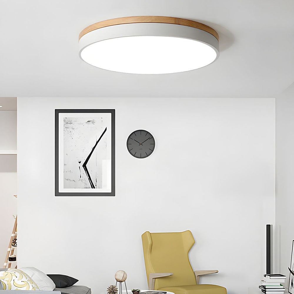 Wooden Flush Ceiling Living Room Modern Round Design - Image 4