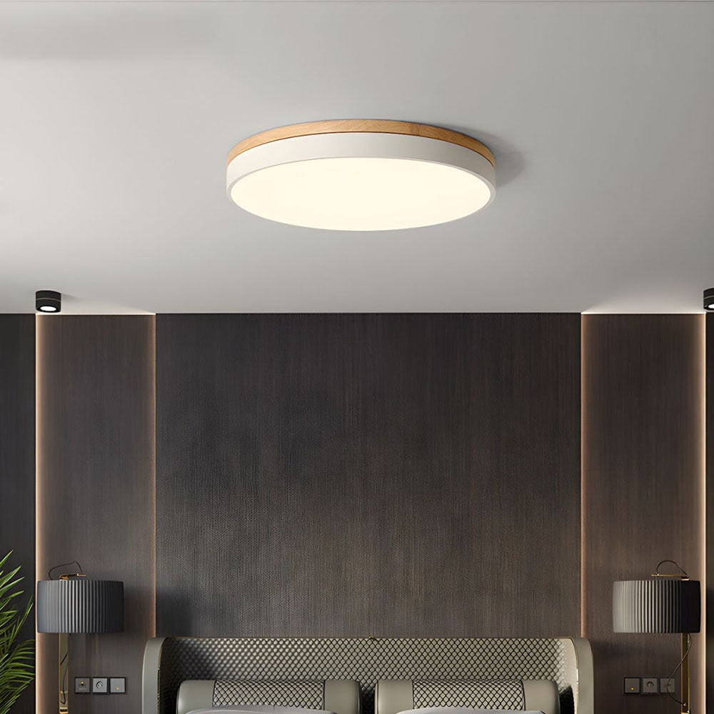 Wooden Flush Ceiling Living Room Modern Round Design - Image 5