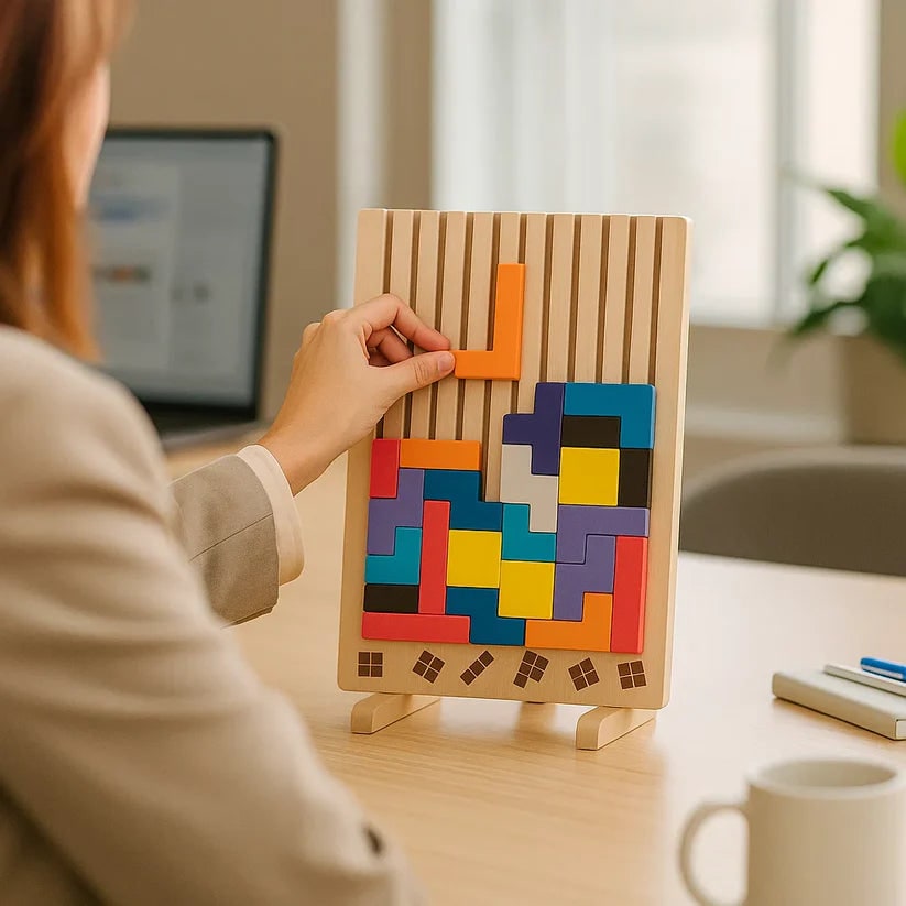 Wooden Puzzle Game Desk Fun Brain Break Activity Adults - Image 3